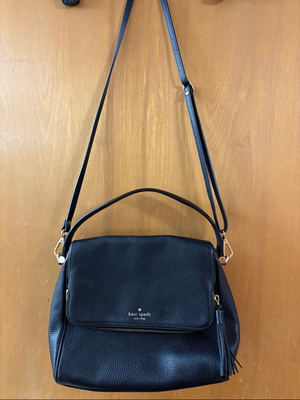 kate spade Black Pebbled Leather Shoulder & Crossbody Bag